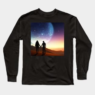 Valentine Wall Art -  Love in another world - Unique Valentine Fantasy Planet Landsape - Photo print, canvas, artboard print Long Sleeve T-Shirt